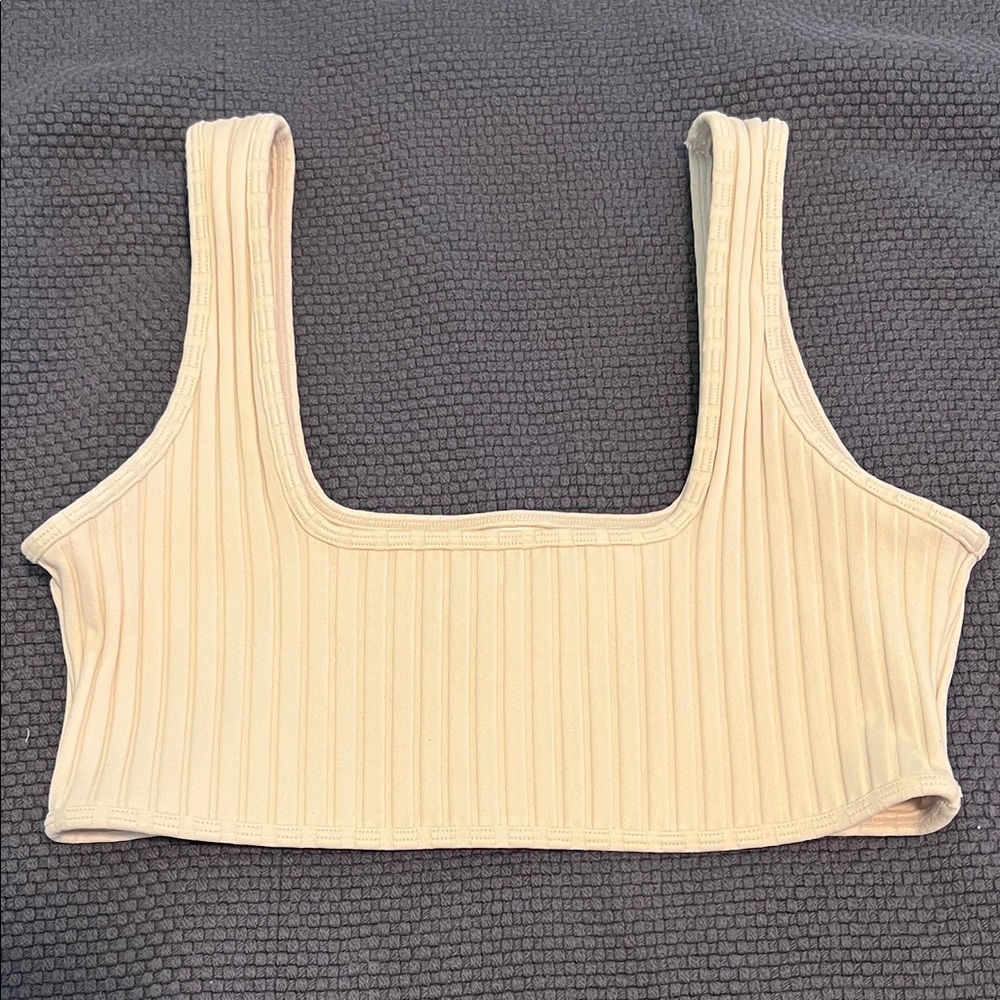 MONTCE Beige Wide Rib Bikini Top / Sports Bra Size Large